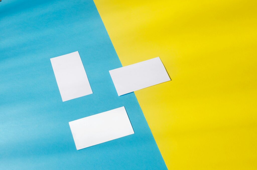 Universal blank template of a three business cards mockup template